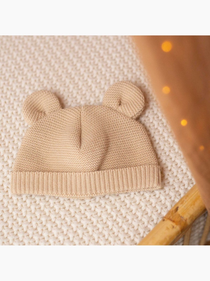 Bonnet En Maille Avec Des Petites Oreilles Marron cappuccino - Kiabi