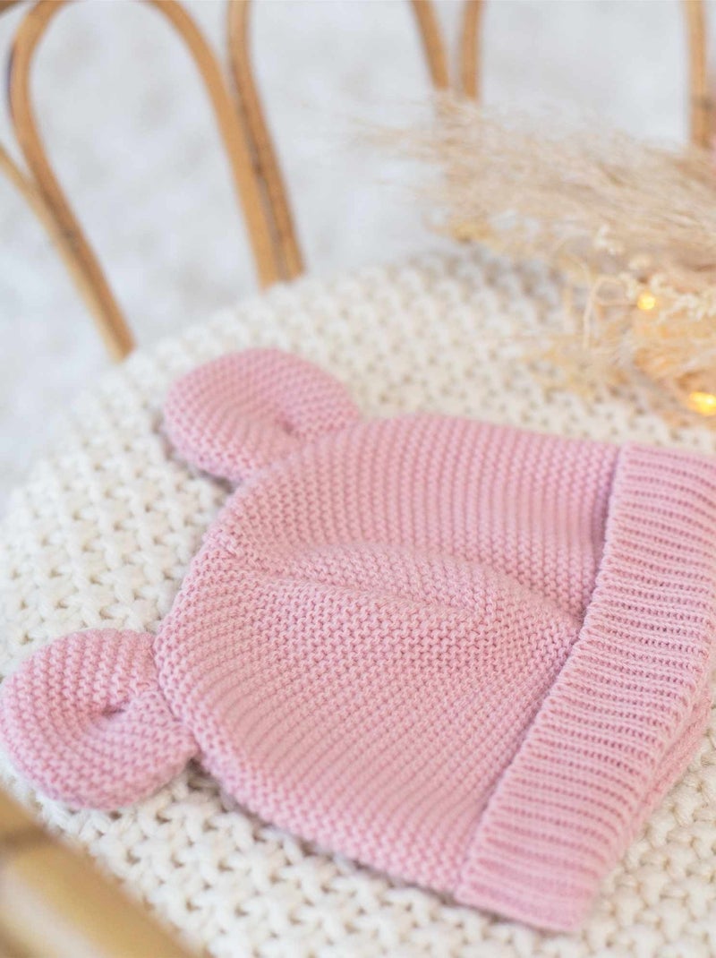 Bonnet En Maille Avec Des Petites Oreilles Rose - Kiabi