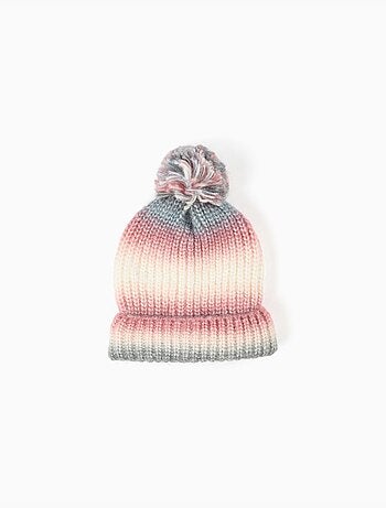 Bonnet en maille avec effet dégradé et pompon