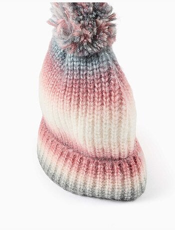 Bonnet en maille avec effet dégradé et pompon