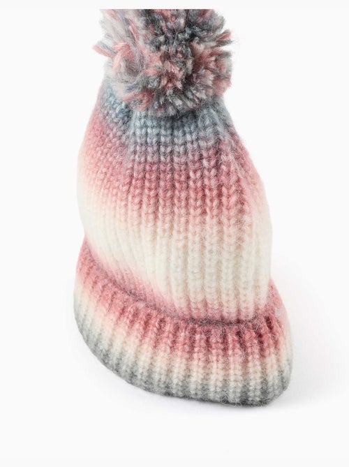 Bonnet en maille avec effet dégradé et pompon - Kiabi