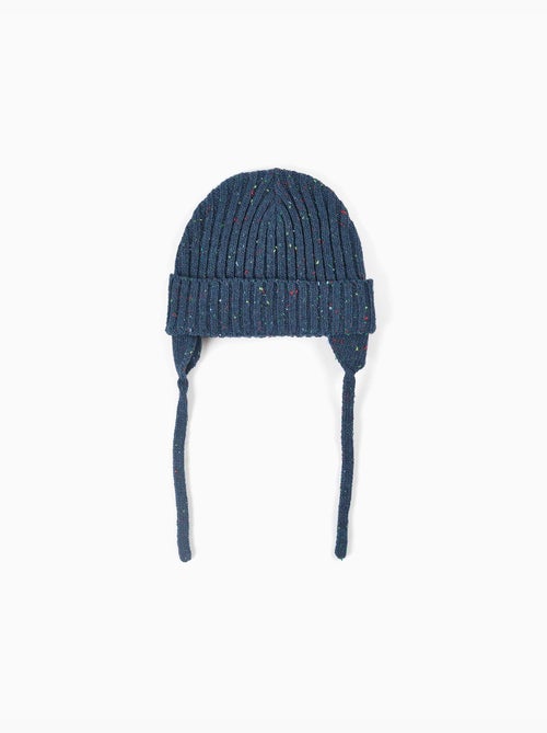 Bonnet en maille avec fils colorés et liens à nouer - Kiabi