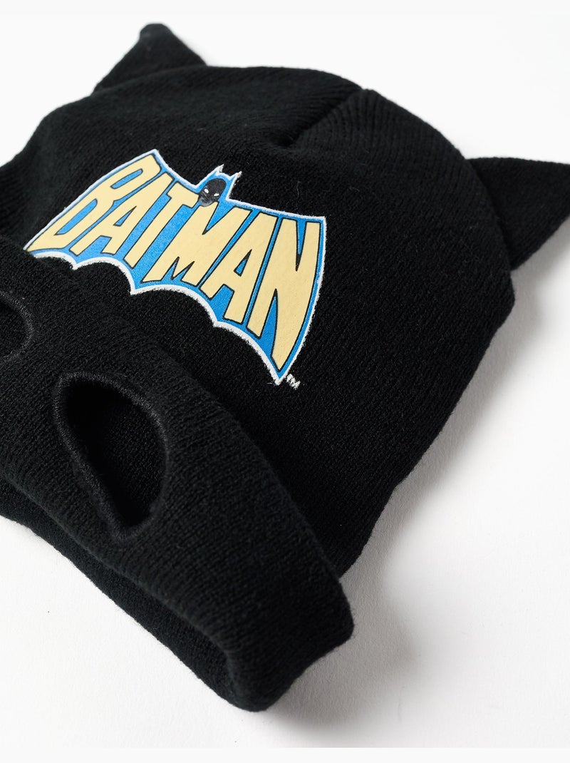 Bonnet en maille avec imprimé batman et oreilles 3d Noir Noir - Kiabi