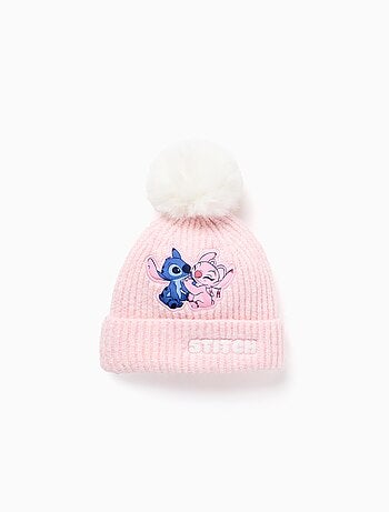 Bonnet en maille avec imprimé Stitch et pompon