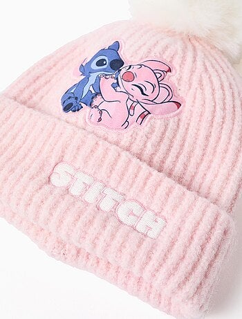 Bonnet en maille avec imprimé Stitch et pompon