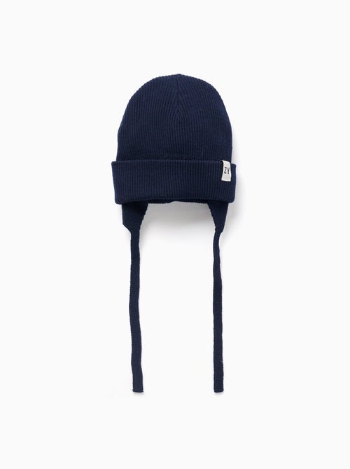 Bonnet en maille avec lien à nouer et cache-oreilles - Kiabi