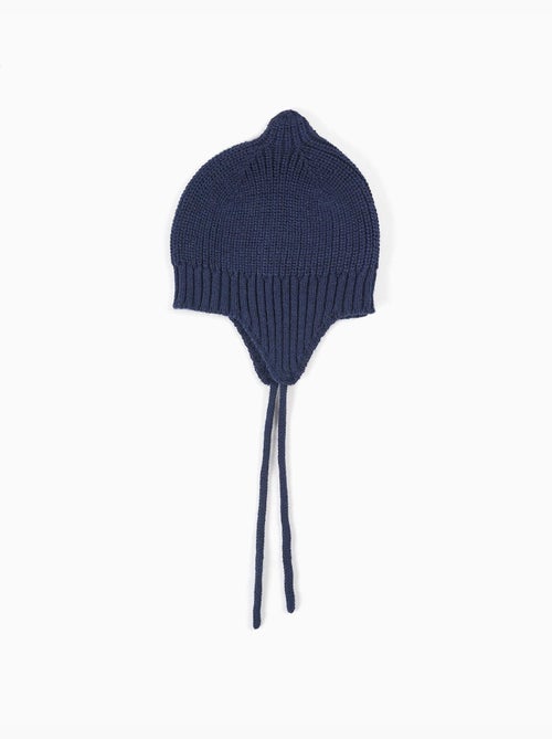 Bonnet en maille avec liens à nouer - Kiabi