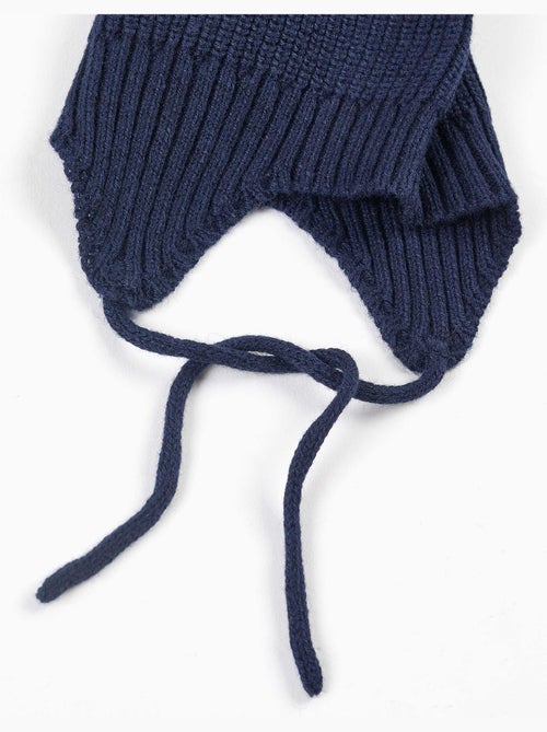 Bonnet en maille avec liens à nouer - Kiabi