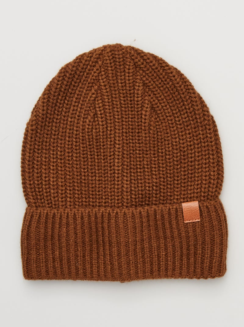Bonnet en maille camel - Kiabi