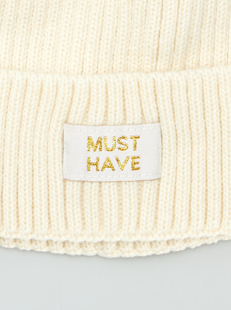 Bonnet en maille côtelé Beige - Kiabi
