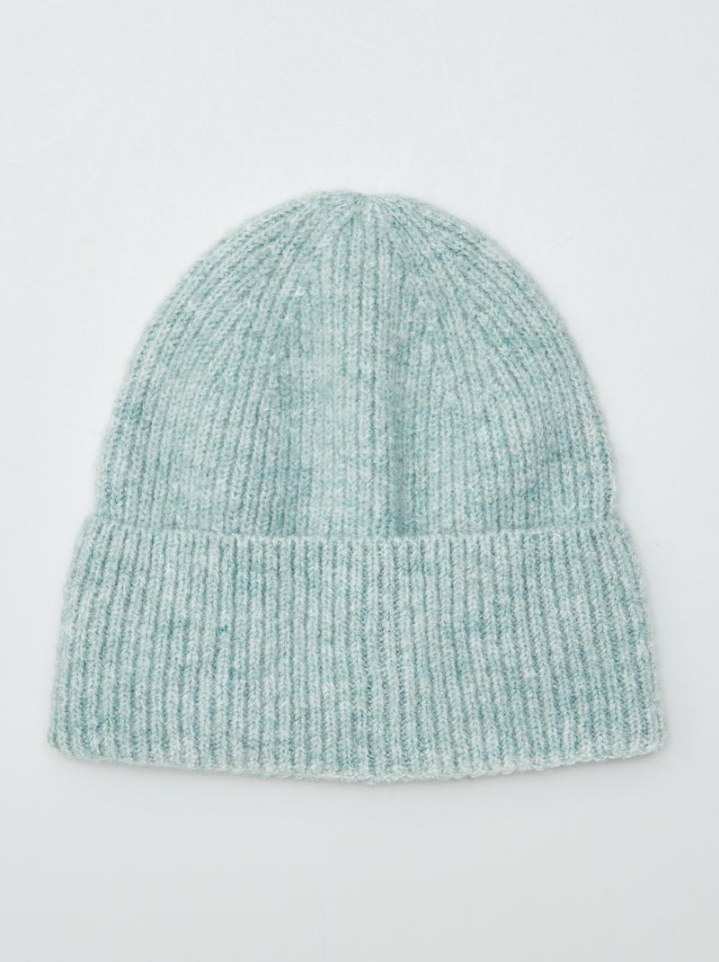 Bonnet en maille côtelé Vert - Kiabi