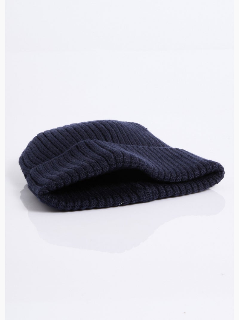 Bonnet en maille cotelée, à revers - AFIBEL Bleu marine - Kiabi