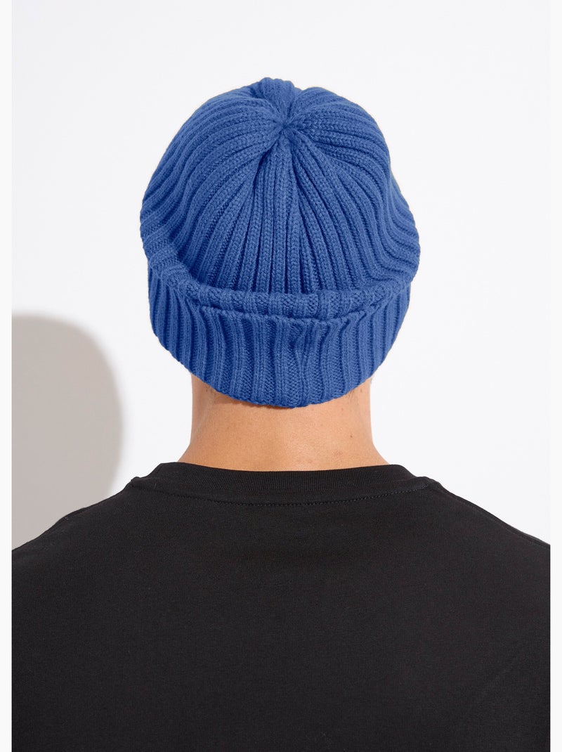 Bonnet en maille cotelée à revers - AFIBEL Bleu roi - Kiabi