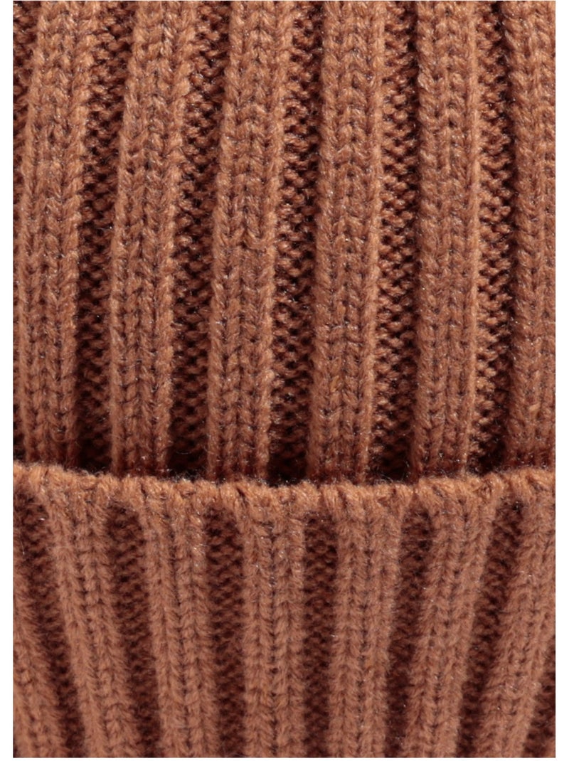 Bonnet en maille cotelée à revers - AFIBEL Camel - Kiabi