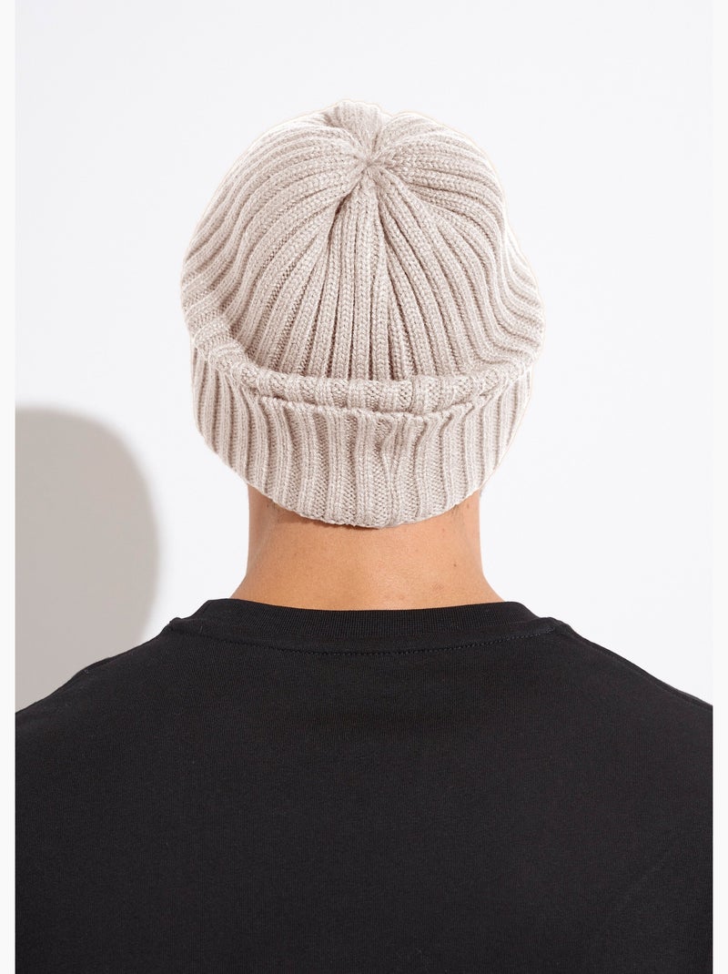 Bonnet en maille cotelée à revers - AFIBEL Ecru - Kiabi