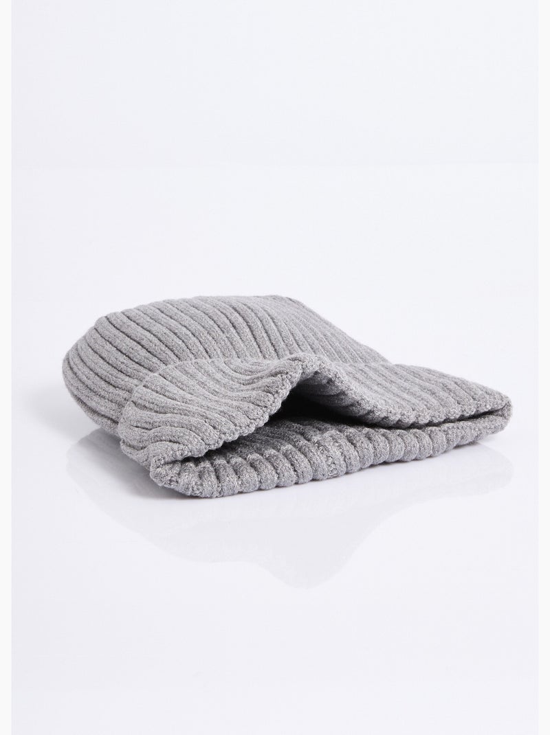 Bonnet en maille cotelée, à revers - AFIBEL Gris - Kiabi