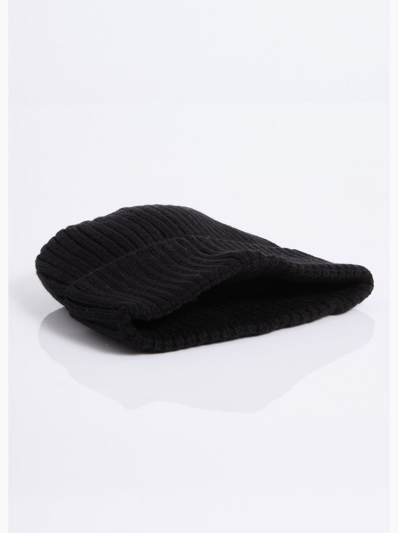 Bonnet en maille cotelée, à revers - AFIBEL Noir - Kiabi