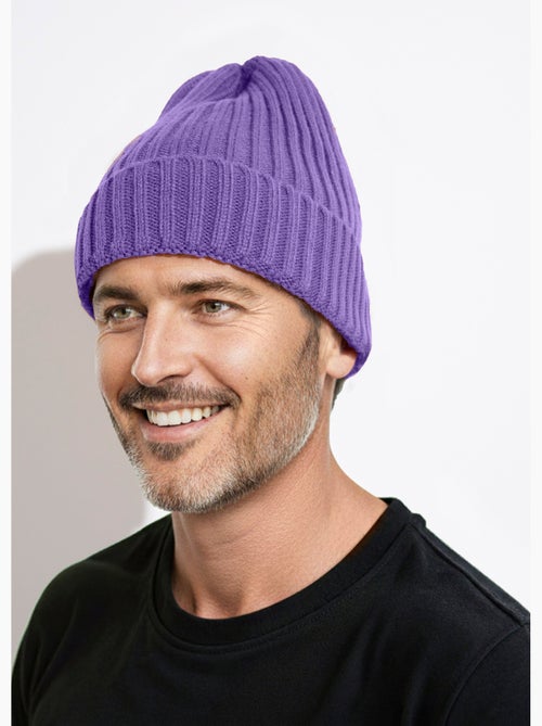 Bonnet en maille cotelée à revers - AFIBEL - Kiabi