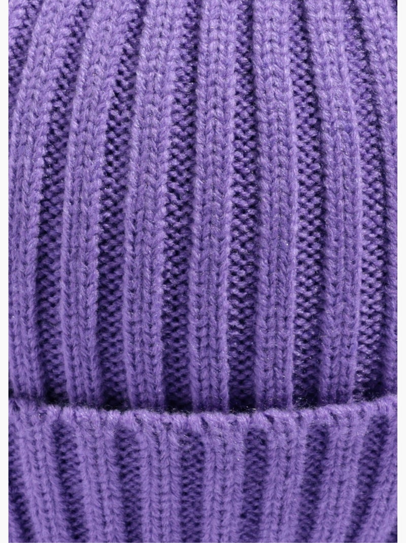 Bonnet en maille cotelée à revers - AFIBEL Violet - Kiabi