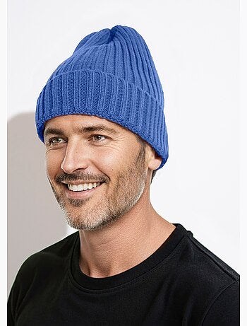 Bonnet en maille cotelée à revers