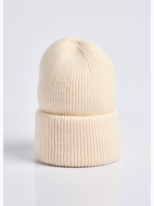 Bonnet en maille cotelée avec angora - AFIBEL - Kiabi