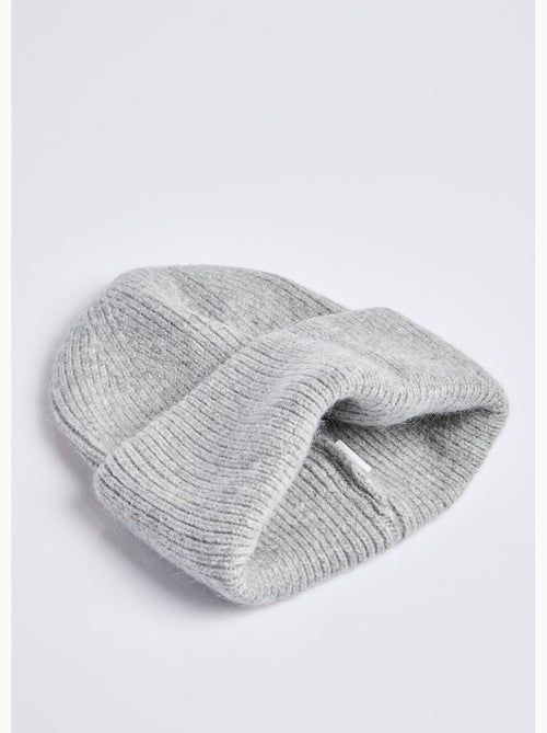 Bonnet en maille cotelée avec angora - AFIBEL - Kiabi