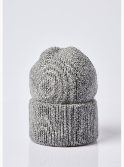 Bonnet en maille cotelée avec angora - AFIBEL - Kiabi