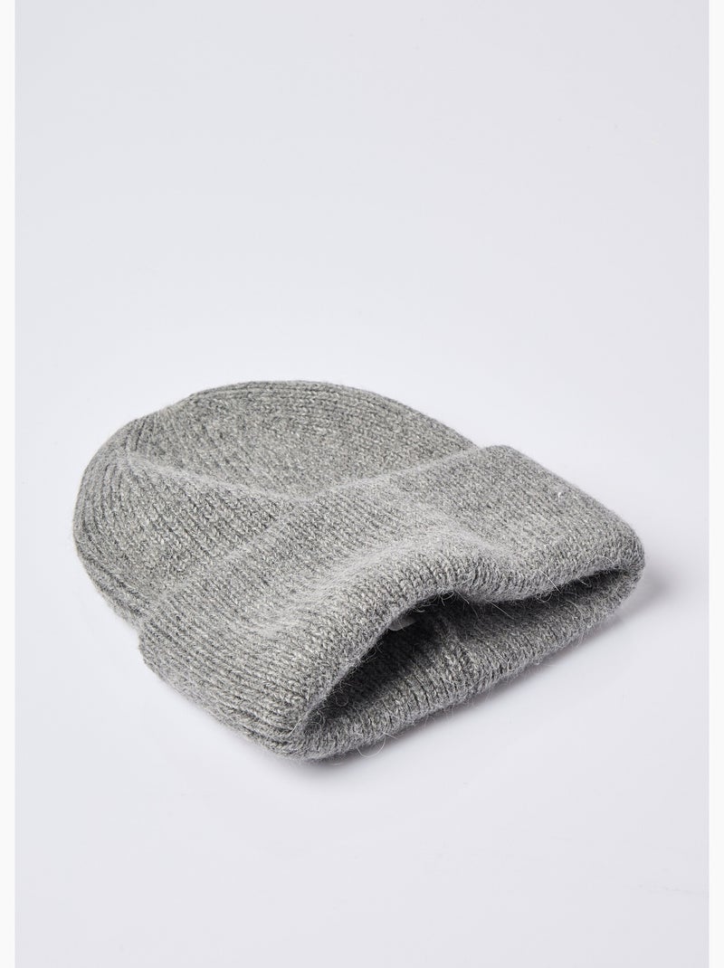 Bonnet en maille cotelée avec angora - AFIBEL Gris foncé - Kiabi