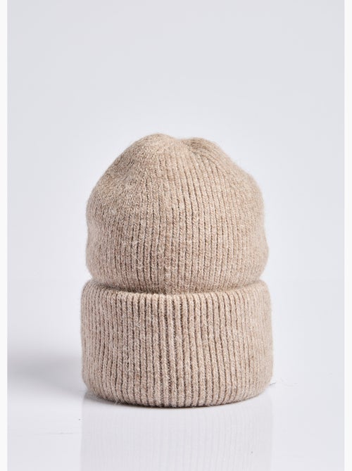 Bonnet en maille cotelée avec angora - AFIBEL - Kiabi