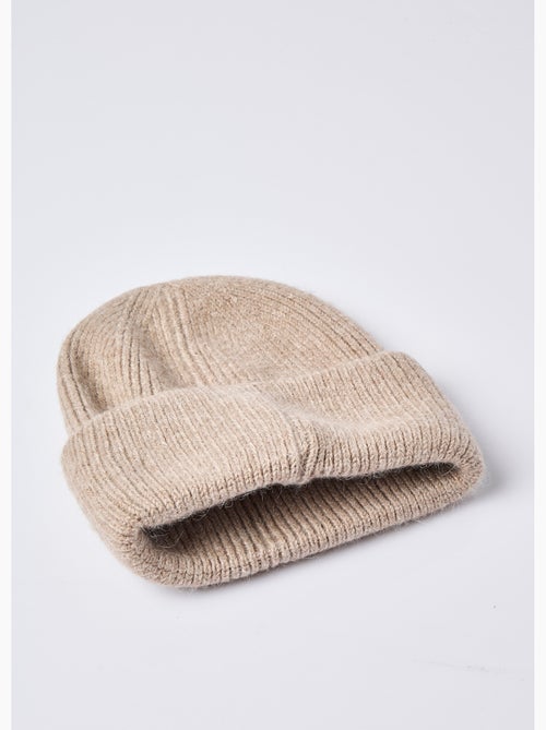 Bonnet en maille cotelée avec angora - AFIBEL - Kiabi