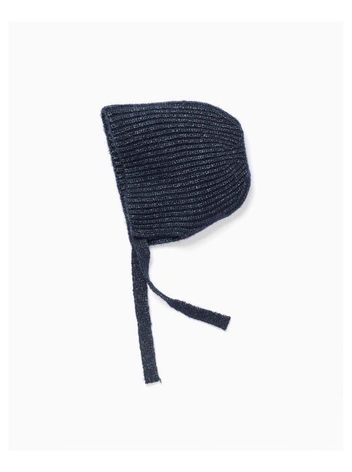 Bonnet en maille côtelée avec lien à nouer - Kiabi