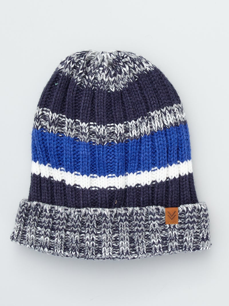 Bonnet en maille côtelée beige - Kiabi