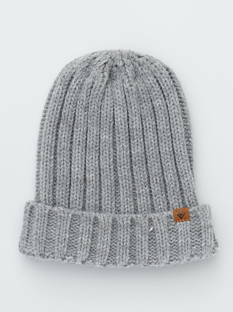 Bonnet en maille côtelée Gris - Kiabi