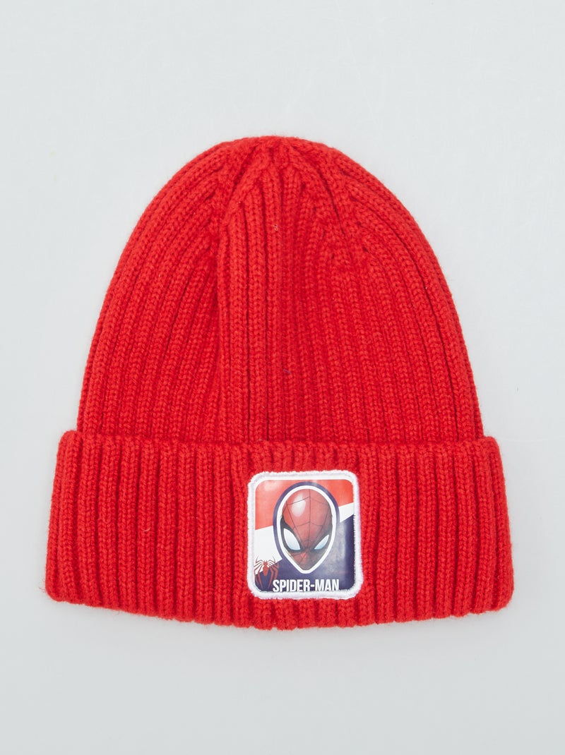 Bonnet en maille côtelée 'Spider-Man' Rouge - Kiabi
