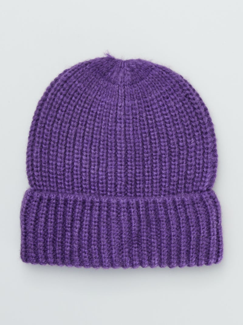 Bonnet en maille côtelée Violet - Kiabi