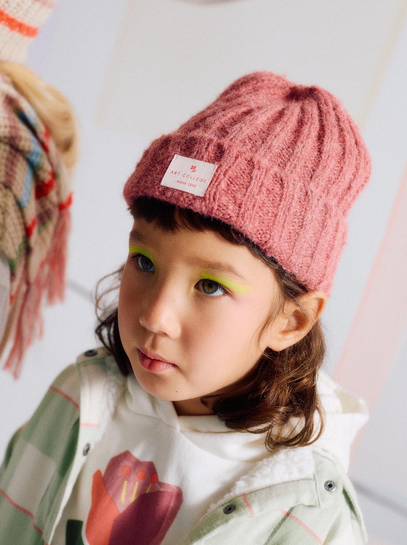 Bonnet en maille épaisse torsadée Rose foncé - Kiabi