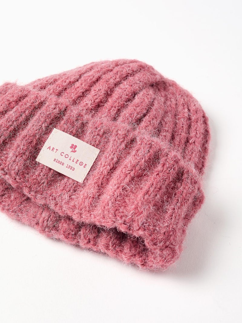 Bonnet en maille épaisse torsadée Rose foncé - Kiabi