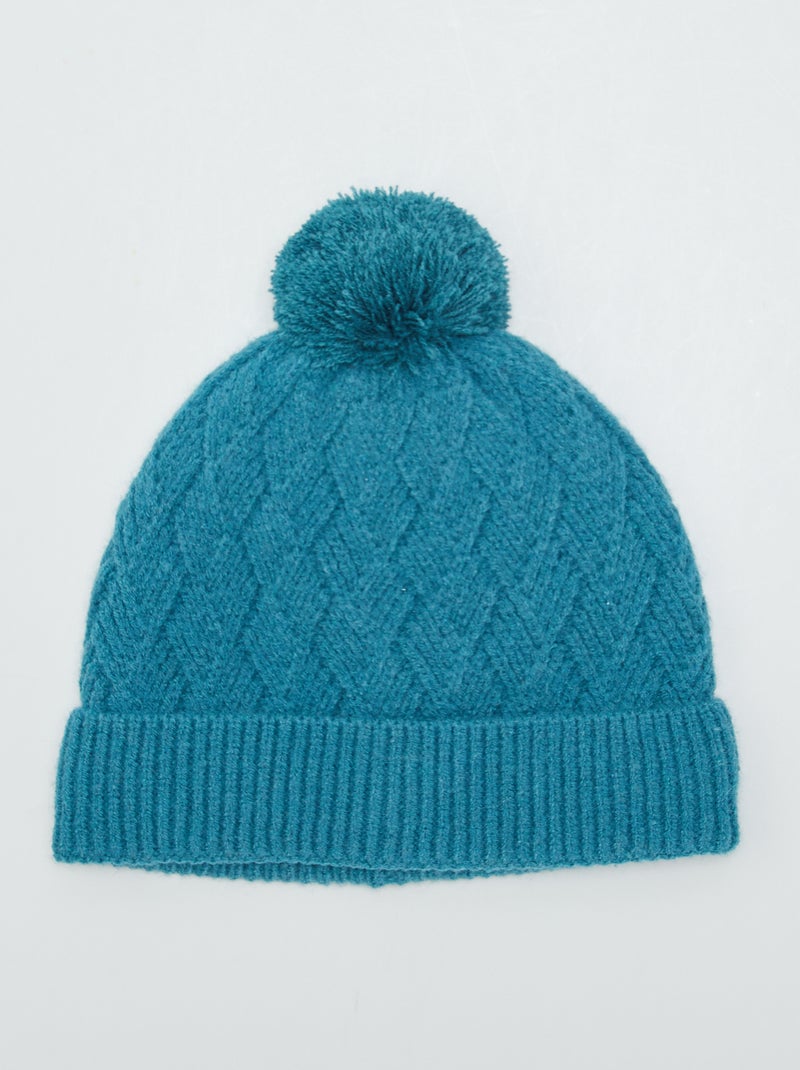 Bonnet en maille fantaisie Bleu - Kiabi