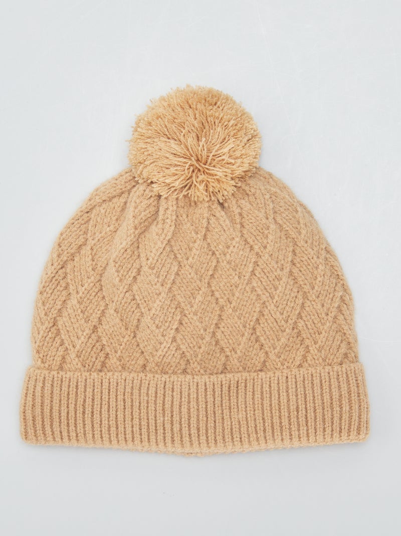 Bonnet en maille fantaisie Camel - Kiabi