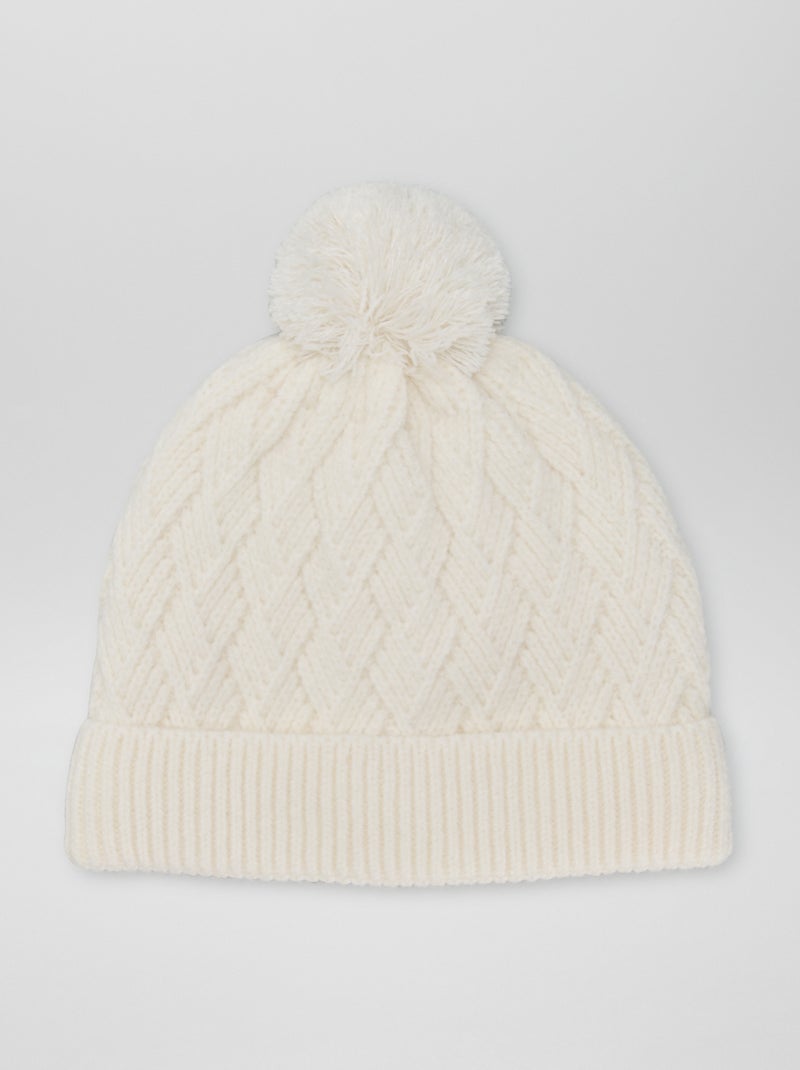 Bonnet en maille fantaisie Ecru - Kiabi