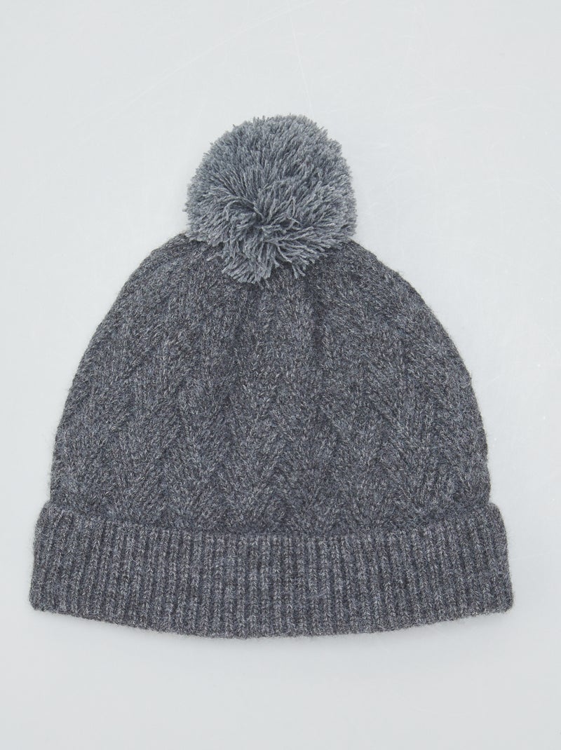 Bonnet en maille fantaisie Gris - Kiabi