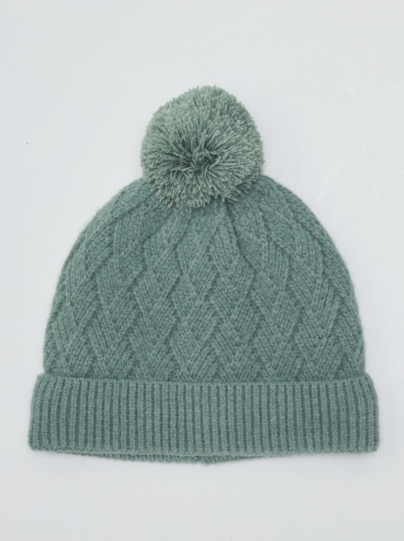 Bonnet en maille fantaisie Vert - Kiabi
