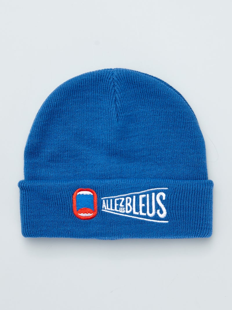 Bonnet en maille fine 'Allez les bleus' Bleu - Kiabi