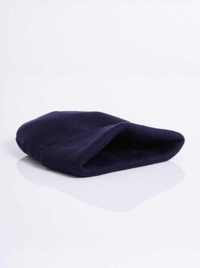 Bonnet en maille fines cotes à revers - AFIBEL Bleu marine - Kiabi