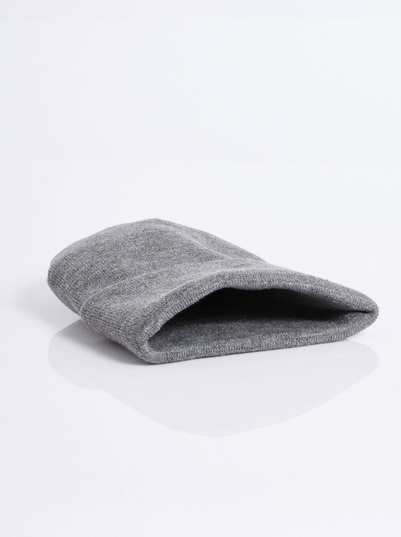 Bonnet en maille fines cotes à revers - AFIBEL Gris - Kiabi