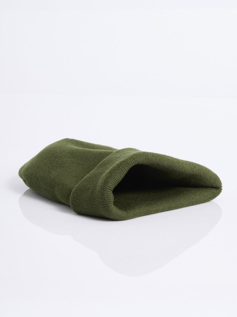 Bonnet en maille fines cotes à revers - AFIBEL Kaki - Kiabi