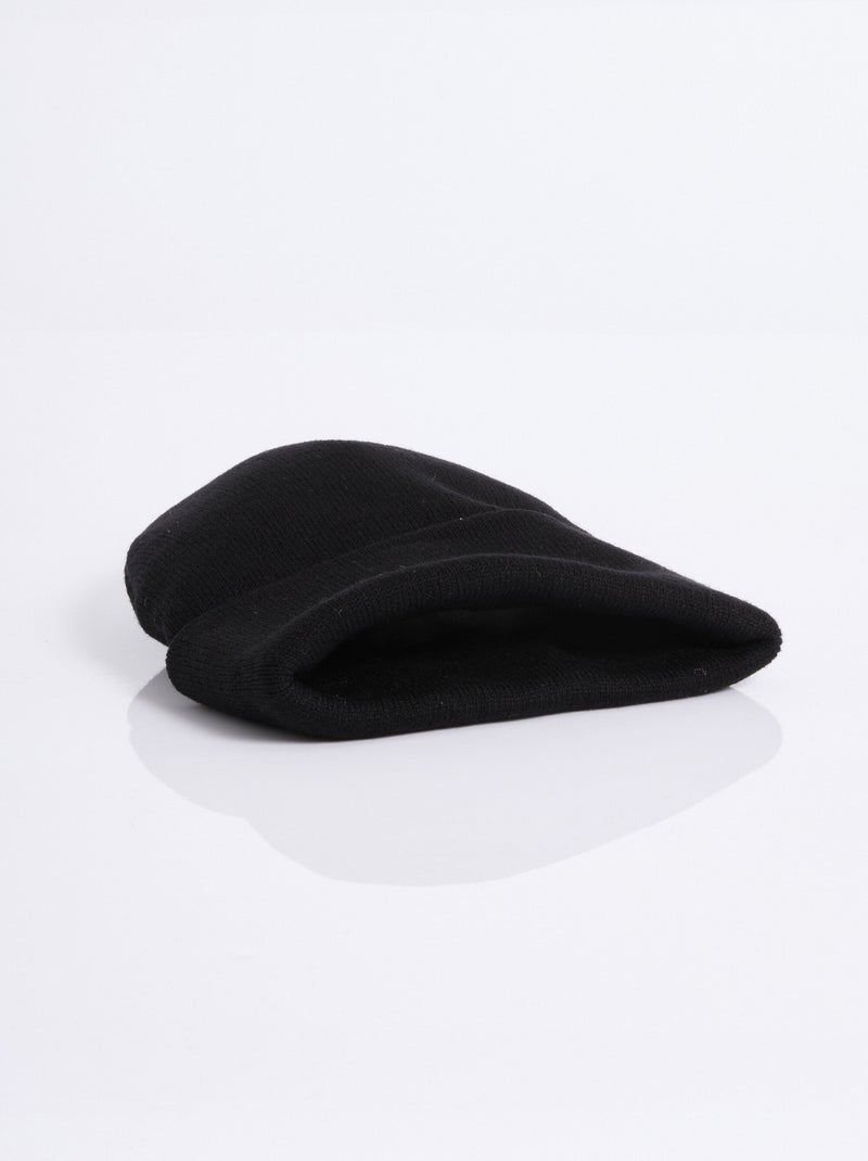 Bonnet en maille fines cotes à revers - AFIBEL Noir - Kiabi