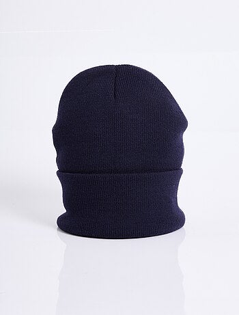 Bonnet en maille fines cotes à revers