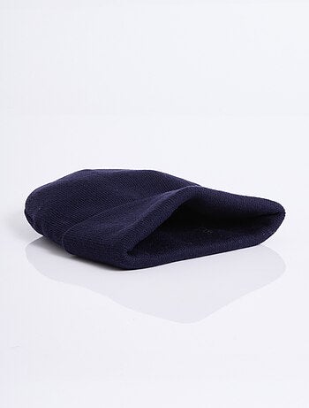 Bonnet en maille fines cotes à revers