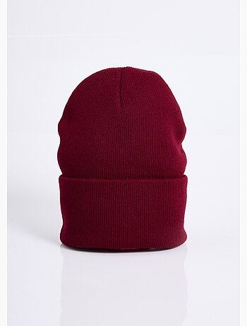 Bonnet en maille fines cotes à revers